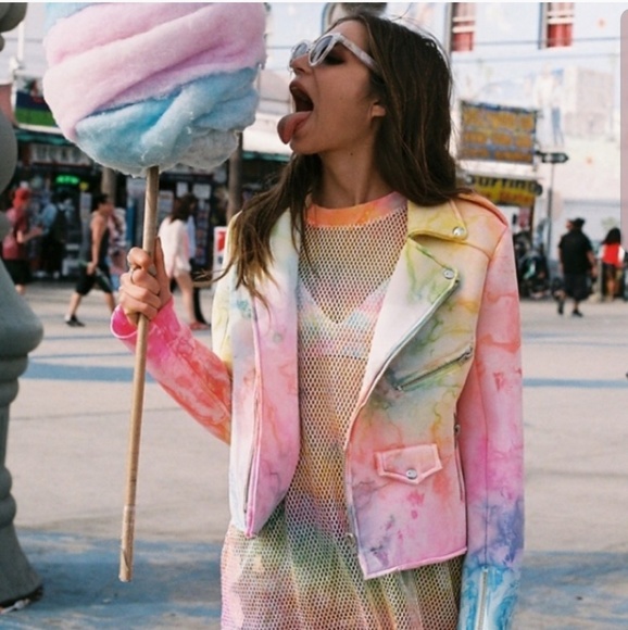 UNIF Jackets & Blazers - UNIF I Dye Tie Dye Motorcycle Jacket Neoprene Med